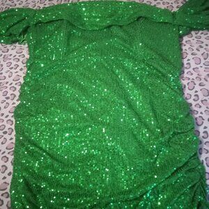 Plus size green sequin dress